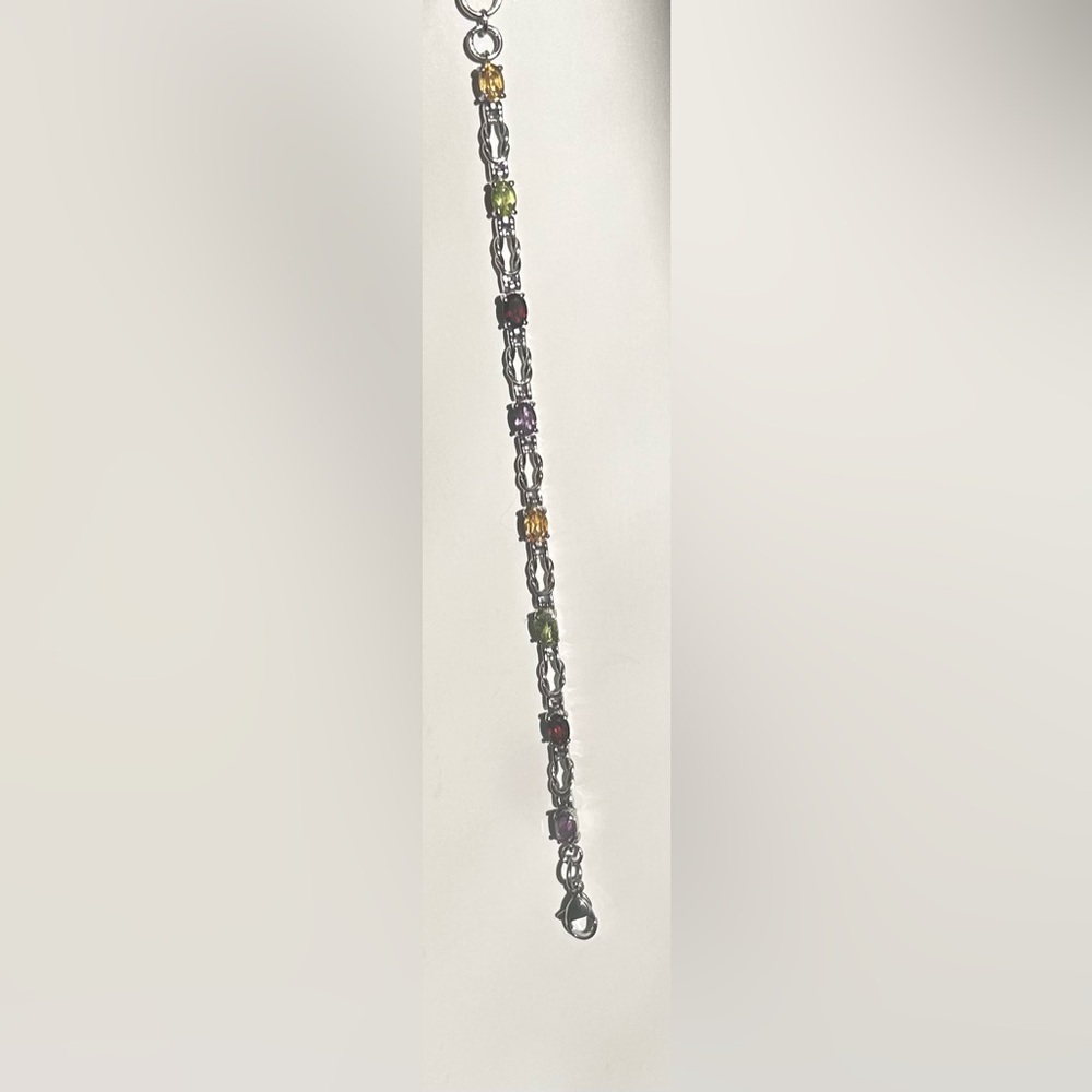 Multi Gemstone Tennis Bracelet Citrine Amethyst Peridot Garnet NWOT